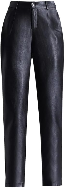 PU Leather Pants, Women's, Autumn and Winter, High Waist, Straight Pants, Harem Pants, Cropped Pants, Women's Cut, Stretch, Flare Pants, Slacks, Suit Pants, Women's, Straight Pants, Stretchy