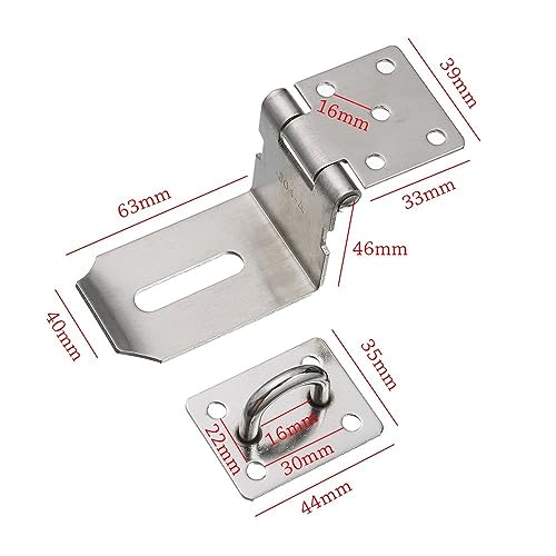 Image of 90 Degree Padlock Hasp Stainless Steel Security Door Latches Door Clasp Hasp Lock Right Angle Padlock Latch Extra Thick Door Gate Bolt Lock