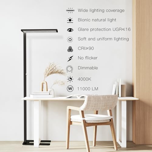 Image of STERREN 76 inch Led Floor Lamp, 105W Eye-Care Free-Standing Lamp, Black