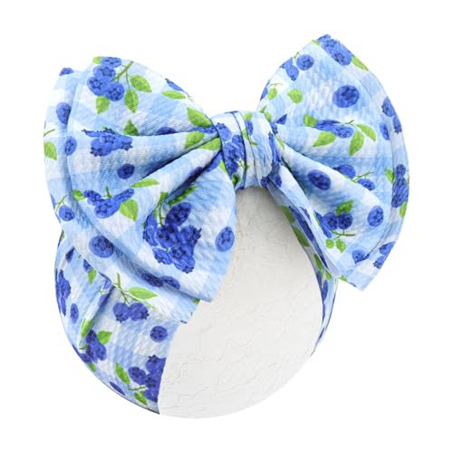 7’’ Blue Bows for Baby Girls Blueberry Girl Headbands Baby Bow Fruit Outfits Hair Accessories for Newborn Infant Toddler Clothes