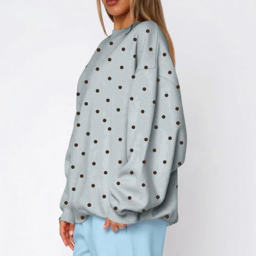Polka Dot Shirts for Women Trebdy Crewneck Long Sleeve Polka Dot Sweatshirt - image 6