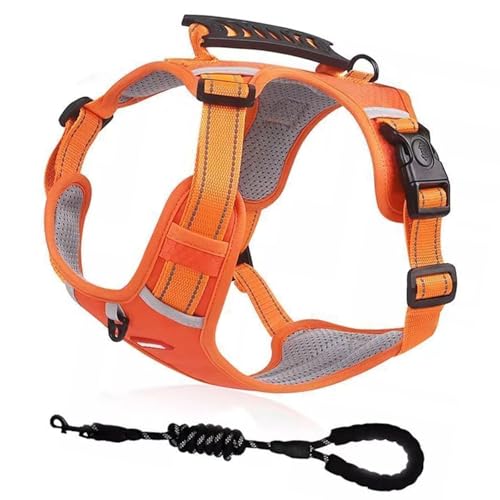 SUNCN 犬用ハーネス 全サイズ対応 引っ張り防止 イージーウォーク 超小型犬?大型犬 一体式ソフトハーネス 首輪代わり 反射機能 グリップ付き 快適散歩サポート