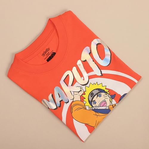 Image of Kidsville Official Naruto Anime Character Half Sleeves Round Neck Graphic Printed Regular Fit Pure Breathable Cotton Fabric Tshirt for Boys