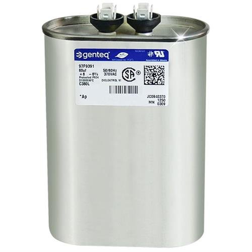 (2) Pack - Genteq 97F9391-80 uf MFD 370 Volt VAC Genteq Replacement Oval Run Capacitors