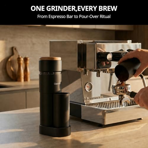 Image of Burr Coffee Grinder,Wirsh Portable Electric Grinder Geimori T38 Plus,Espresso Grinder with Conical Burr,Stepless Grind Settings from Fine to Coarse for Espresso,Drip,French Press (Black)
