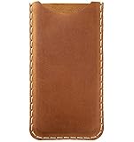Café claro Funda De Cuero de estilo RUGOSO Para iPhone 15 Pro Max, Funda Bolsa. Cosido a mano.