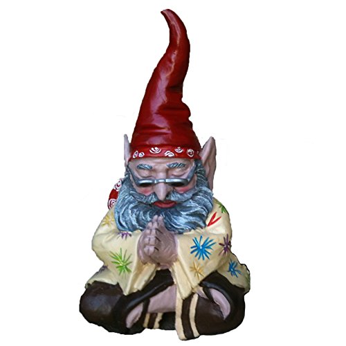 Nowaday Gnomes - The 60's Jerry Peace Man Hippie Zen Gnome Home & Garden Gnome Statue 10" H