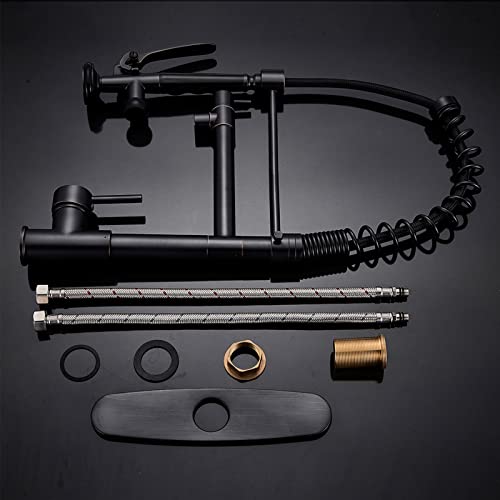 Robinet de cuisine noir de style commercial avec jet rétractable