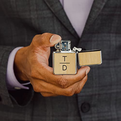 Encendedor metálico personalizado con madera y caja miniatura 2