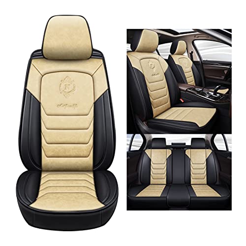 LXQHWJ Fundas Asientos Coche Universales para Lexus Rx330 Rx300 Rx400H Rx450H LS IS200D GX470 HS250H RX NX200T LC LX470 Accesorios Coche,Color del arroz