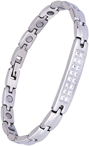 Sparkling Womens Czech Crystal Titanium Magnetic Bracelet Pain Relief for Arthritis and Carpal Tunnel