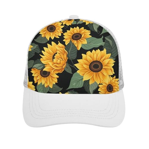 Casquette de baseball maille tournesol réglable plein air femme