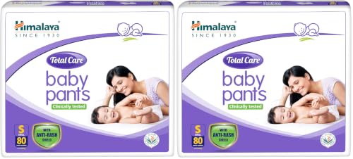 Image of Himalaya Total Care Baby Pants Diapers, Small, 80 Count, Upto 4-8 kg, White, S (Pack of 2)