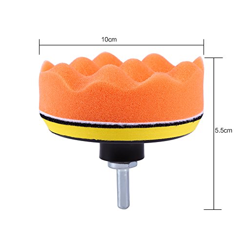 Zjchao 6Pcs 4 Inch Sponge Polishing Waxing Buff Pads Set Kit With M10 Drill Adapter For Car #TOP5