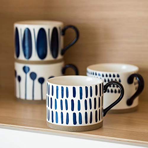 Koja Hand Painted 15 Oz. Porcelain Ceramic Mugs Set. Service For 4. thumb #2