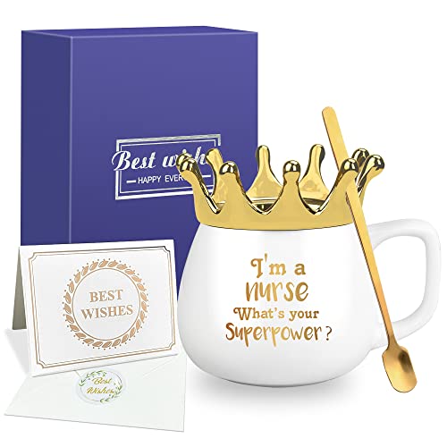 Best Nurse Gifts- I'm A Nurse What's Your Superpower Funny Crown Coffee Mug, Unique Nurses Week Gifts, Nurse Practitioner, Nursing School Graduation Gifts for Nurses, Funny Gag Gift Ideas for Nurses