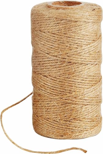 SKY-TOUCH Natural Jute Twine 100M 3 Ply Garden String Brown Twine 2mm Thickness Garden Twine for Decoration Garden Floristry DIY Arts Bundling Crafts & Wrapping 1roll