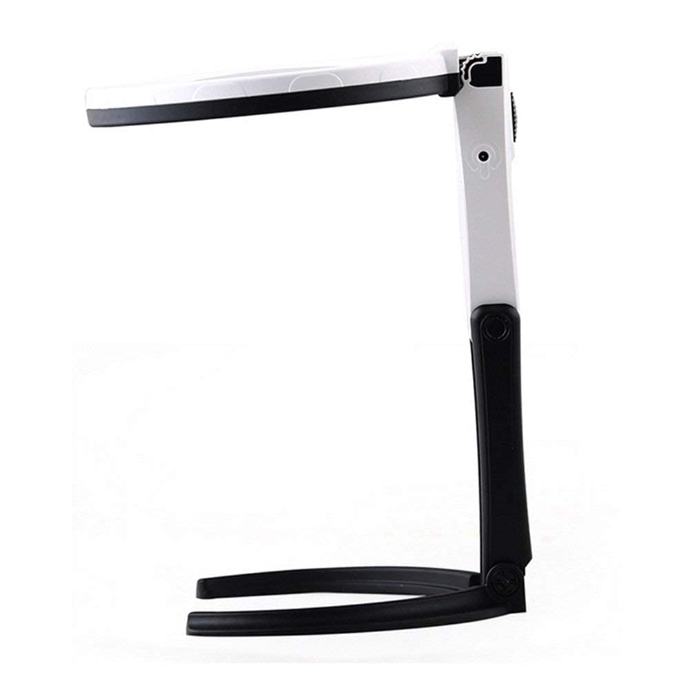 Lupa Plegable 2X 5X Lente HD Lupa de Iluminación de Mano de Escritorio con 10 Lámparas LED Recargables, para Herramienta de Identificación de Reparación de Lectura de Ancianos de Mano