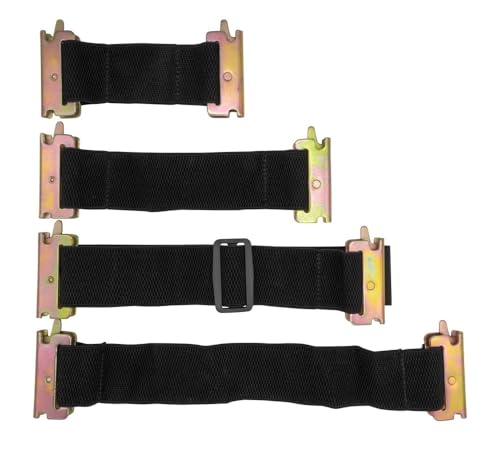 Mytee Products (4 Piece) E-Track Bungee Tie-Down Straps - Assorted Lengths for Securing Tools to Enclosed Trailer Walls - 2 inch Black Bungee Straps - E-Track Accessories