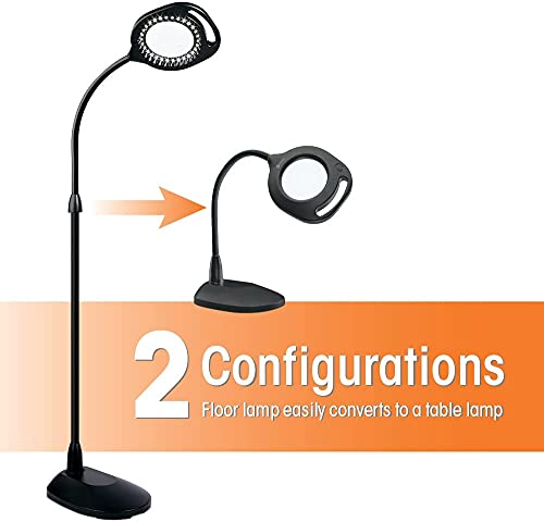 Ottlite 2-In-1 Led Magnifier Floor And Table Light | Task Lamp, Craft Lamp | 2X Optical Grade Magnifier, 4X Spot Magnifier, Natural Daylight Leds | Home, Office, Workshop, Dorm #TOP5