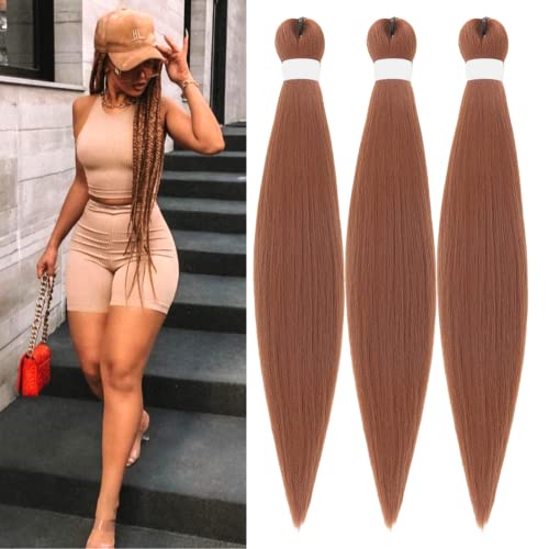 Brown Braiding Hair Extension Box Braid Kanekalon Braiding Hair Pre stretched 26Inch Pack of 3
