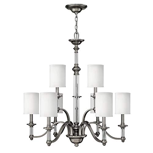 Image of 9 Bulb Chandelier Hanging Pendant Light - Brushed Nickel - LED E14 60W Bulb