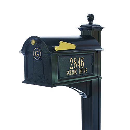 Whitehall™ Personalized Whitehall Balmoral Mailbox With Side Address Plaques, Monogram & Post Package (3 Colors Available) #TOP3