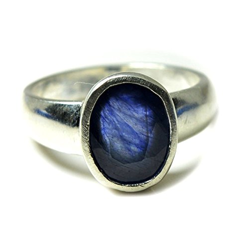 Saphir bleu naturel bague en argent 925 de 7 carats pour un style elegant unique