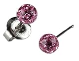 Ear Piercing Earrings 4.5mm Fireball Rose Crystal Silver Studs Studex System 75 Hypoallergenic Unive