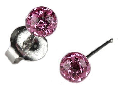 Ear Piercing Earrings 4.5mm Fireball Rose Crystal Silver Studs Studex System 75 Hypoallergenic Universal