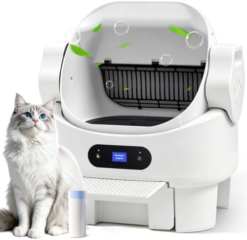 OneBug Self Cleaning Open Top Automatic Multiple Cat Litter Box, White