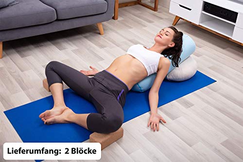 Yoga Block 2er Set Kork - EXTRA Yoga HEFT im Set - 100% Natur Hatha Klotz – Ansicht 8
