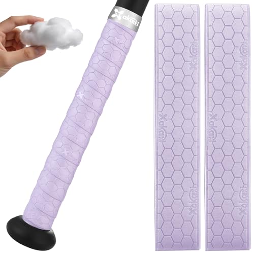 AKAIXI 2 Pack 0.5mm Precut Pro Feel Purple Baseball Bat Grip Tapes