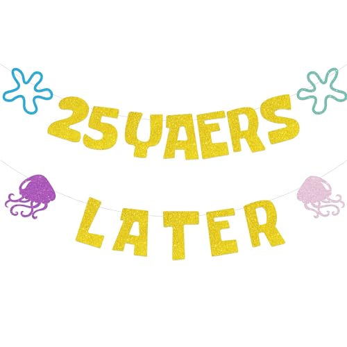 Sponge Bob Birthday Party Decorations Custom Age Numbers 25 Years Later Birthday Banner