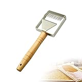 【Materiales de alta calidad】 El mango se adapta a la ergonomía, el mango fuerte de madera proporciona un buen agarre y un excelente soporte. Cortador de miel de acero inoxidable, duradero y fácil de transportar.