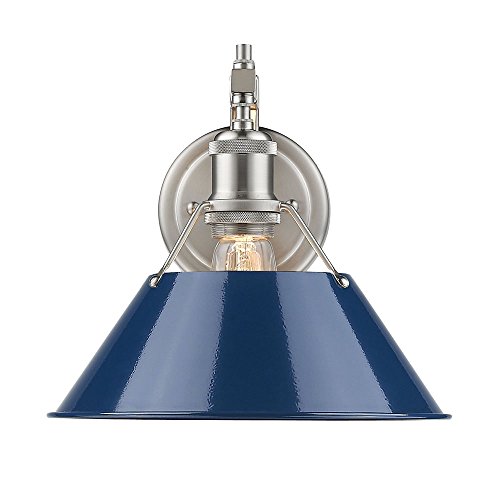 Orwell 1 Light Wall Sconce Pewter With Navy Blue Shade #TOP21