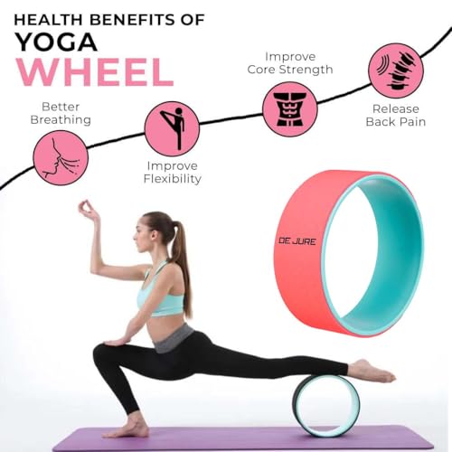 Image of De Jure Fitness Yoga Wheel | Ideal for Stretching, Backbends, Exercise, Deep Tissue Massage & Back Pain Relief | Dharma Yoga Prop Wheel with Ultimate Comfort - Sunset Pink