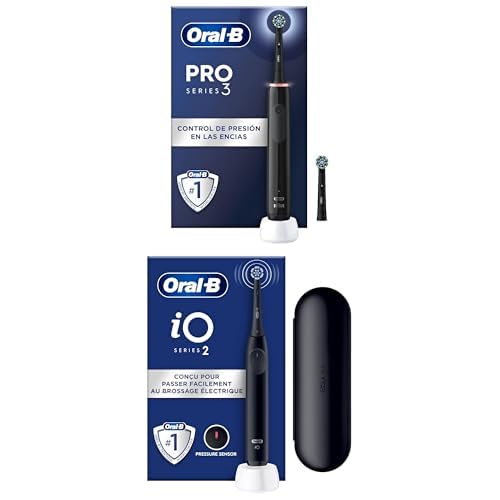 Oral-B Pro 3 3000 Cepillo de Dientes Eléctrico con Mango Recargable y 2 Cabezales Negro + Oral-B iO 2 Cepillo de Dientes Eléctrico Negro Noche