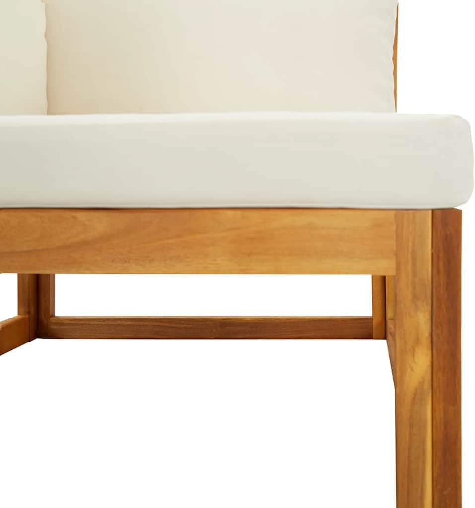 vidaXL Outdoor Solid Acacia Wood Sectional Corner Sofa with Cream White Cushions, Customizable Configurations, Weather-Resistant and Durable