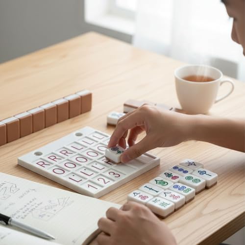 Tablero de práctica Mahjong Solo ROL patrón rosa miniatura 3