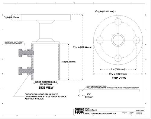 Wind Turbine Flange to Pipe Adapter for Import Turbines, NO Welding, Made in USA (2'' Pipe)