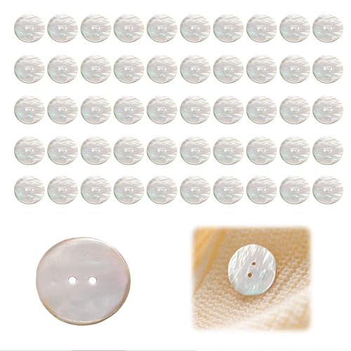 EUYKQNOI - Boutons nacrés naturels de luxe (50 pièces) - Bouton nacre pour couture haut de gamme, robes de mariée, DIY créatif - Fabriqué en France à...