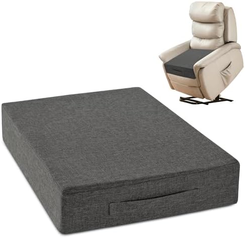 MineCozy Recliner Cushions for Elderly 20x20x4 Inch Thick Large Recliner Seat Cushion with a Handle Square Non Slip Chair Pads with Washable Cover for Couch Armchair Chairs Dark Grey