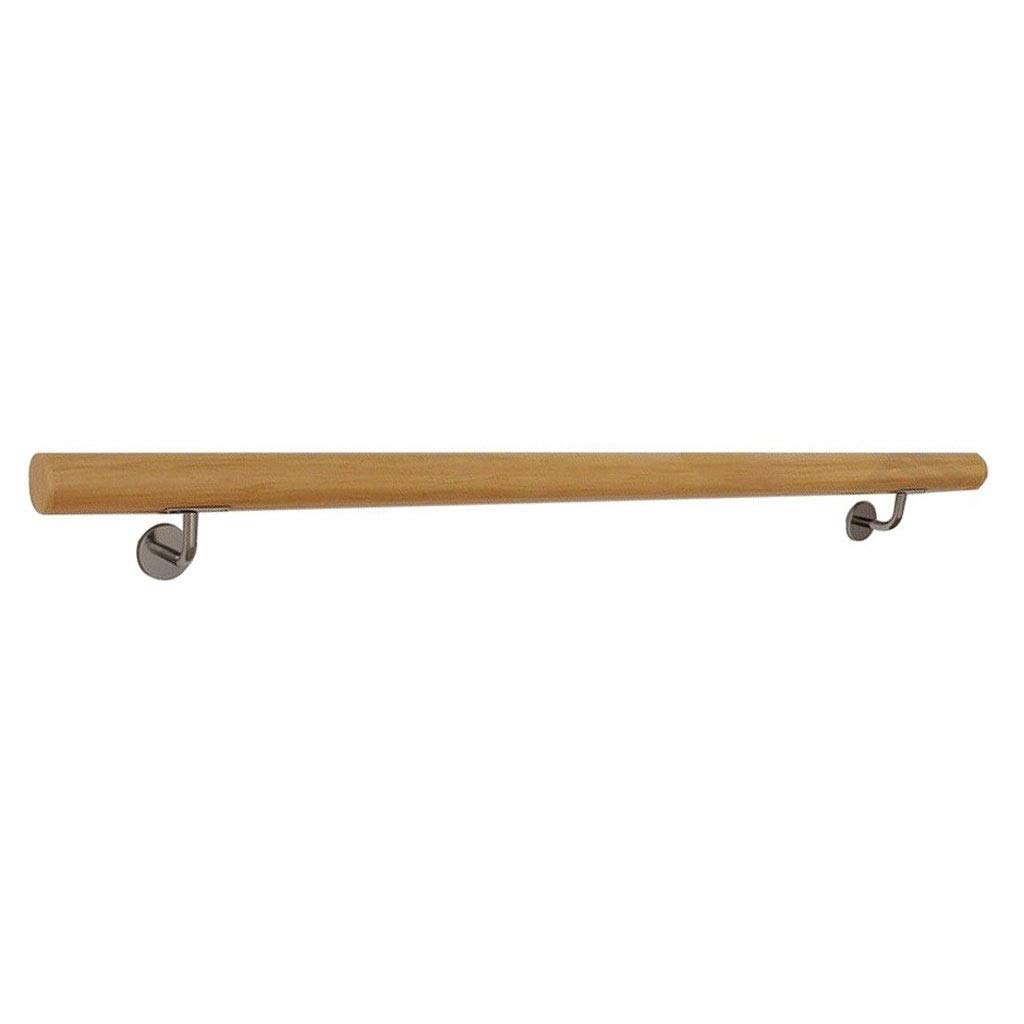 Pasamanos de Madera de 50～300 cm, Varillas de Soporte de Pasillo de Pasamanos Antideslizantes para Ancianos de Desván Interior, 2 Soportes de Acero Inoxidable (Tamaño : 100cm)