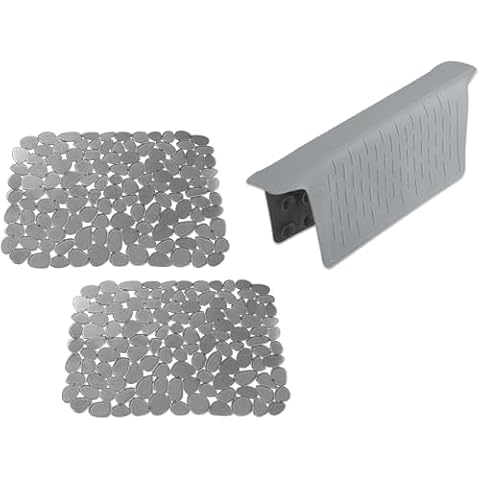 Plastic Sink Mats Silicone Sink Divider Mats VELOVYO Sink Saddle Sink Protector Mats Kitchen Sink Mats Grey Cover