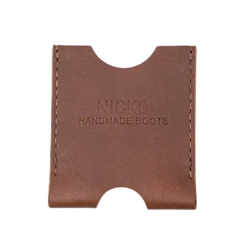 Nicks Boots Premium Leather Card Wallet, Brown, Handcrafted in USA, Durable, Slim Design