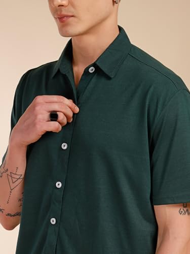 Image of Thomas Scott Men's | Relaxed Fit | Solid | 100% Polyester | Co-Ord Set With Short Sleeves & Spread Collar