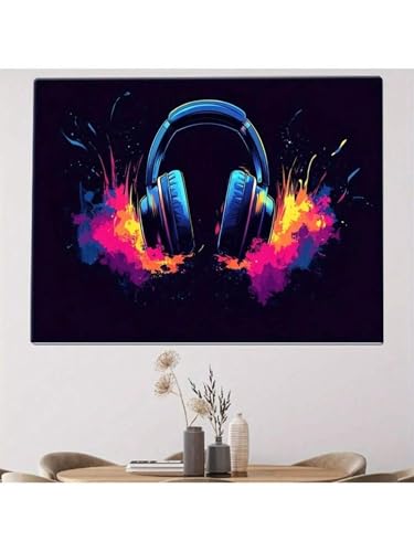 Affiches vintage avec écouteurs en toile premium effet peinture à l'huile avec cadre