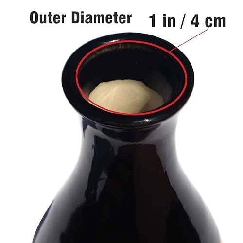 Image of Pure Source India Handcrafted Black Ceramic Bottle-Shaped Flower Vase (8 Inches) for Home Decor, Living Room, Gifting, Decorative Small Vase (Flower NOT Included)