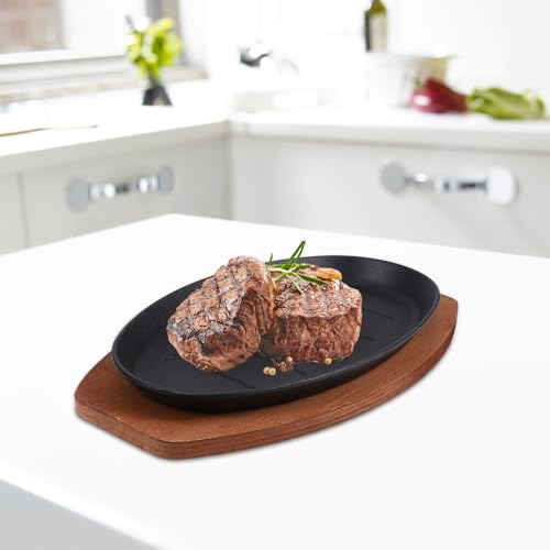 Assiette steak fonte de qualité supérieure avec socle bois isolant - 7